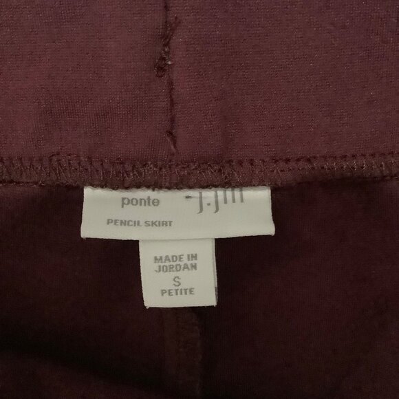 J. Jill Ponte Pencil Skirt Women Small Petite Burgundy Business Career Workwear - Picture 3 of 6